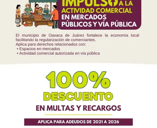 Ayuntamiento de Oaxaca de Juárez mantiene beneficios en incentivos fiscales
