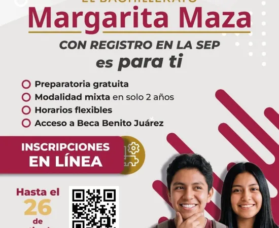 Continúa abierta inscripción al Bachillerato Margarita Maza en Xoxocotlán