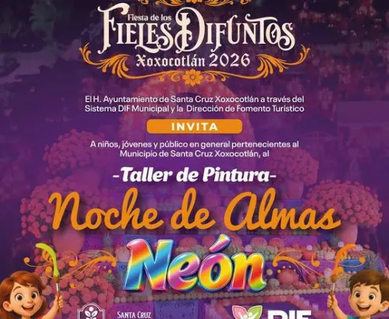 Invita Ayuntamiento de Xoxocotlán al taller gratuito de pintura “Noche de Almas Neón”