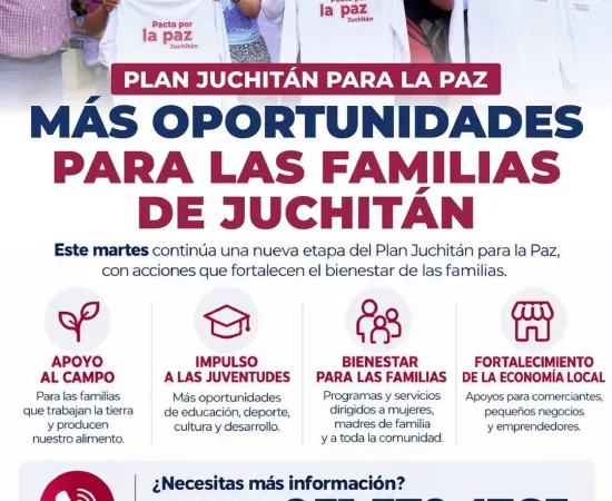 El Plan Juchitán para la Paz continúa, con más beneficios para las familias y presencia permanente en el territorio