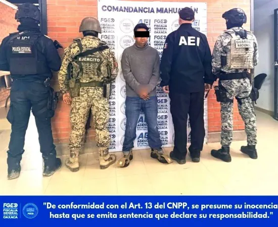 Aprehende FGEO a probable responsable de tentativa de violación agravada cometida en San Miguel Suchixtepec