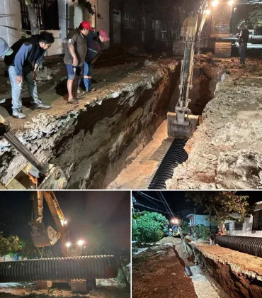 Gobierno juchiteco refuerza atención al drenaje en la 8va. Sección