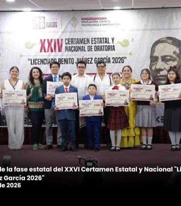Concluye Poder Legislativo fase estatal del Certamen de Oratoria “Licenciado Benito Juárez García 2026”