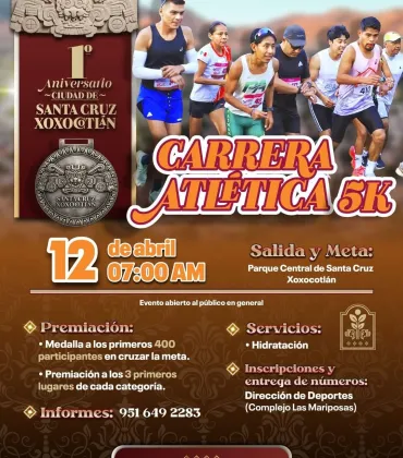 Invita Xoxocotlán a Carrera Atlética 5K en el marco de su primer aniversario