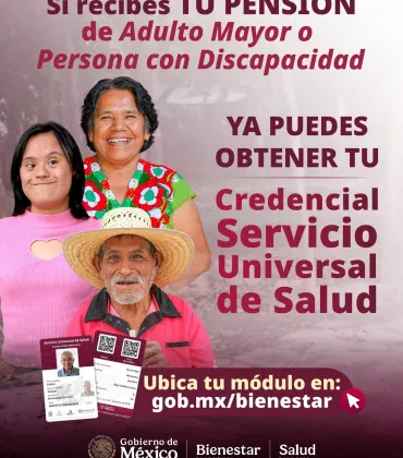 Continúa el registro de Adultos Mayores y Personas con Discapacidad a la credencial del Servicio Universal de Salud en los Módulos de Bienestar 