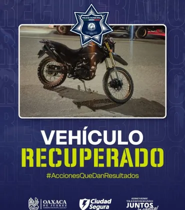 Operativo Luciérnaga permite asegurar motocicleta con número de serie presuntamente alterado